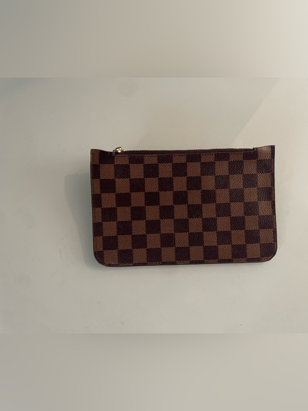 Brown Checkered unisex Zip Pouch